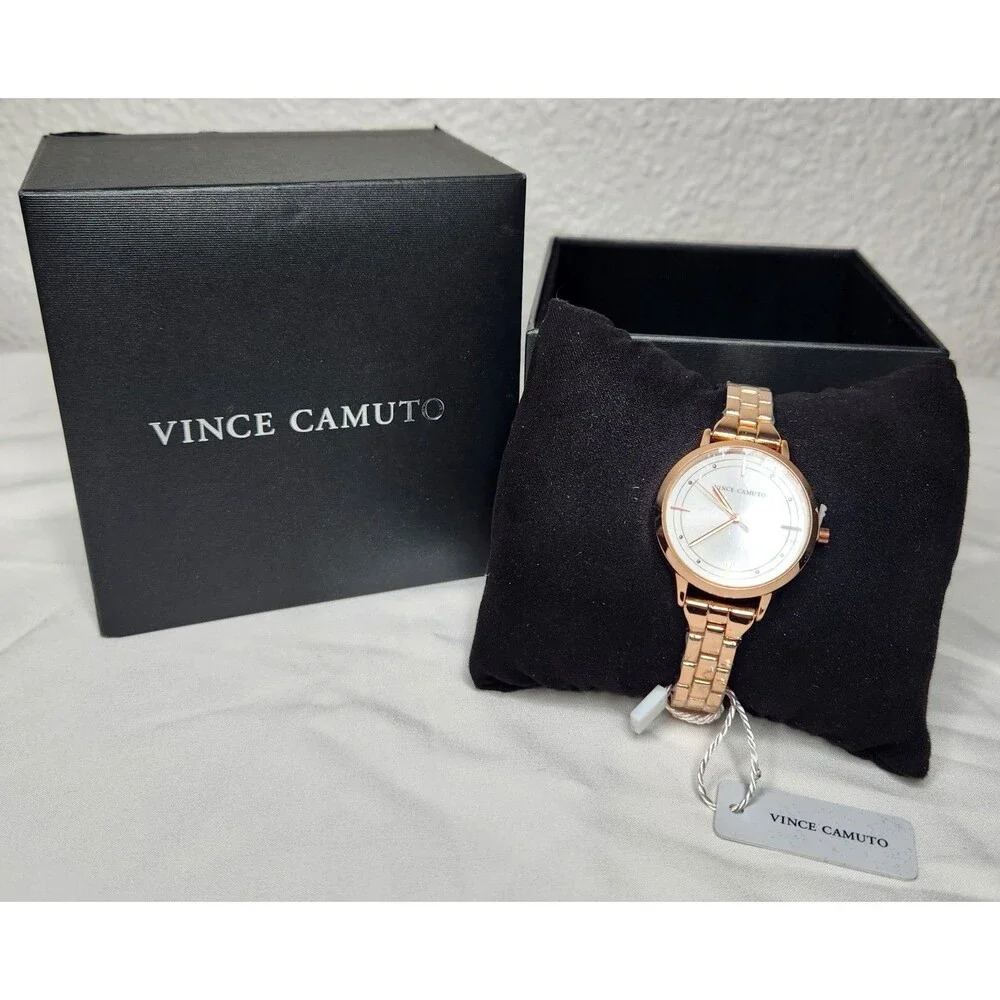 Vince Camuto Aurelia Watch Gold Dial Link Band w/ Silver Face Womens NIB w/ Tags